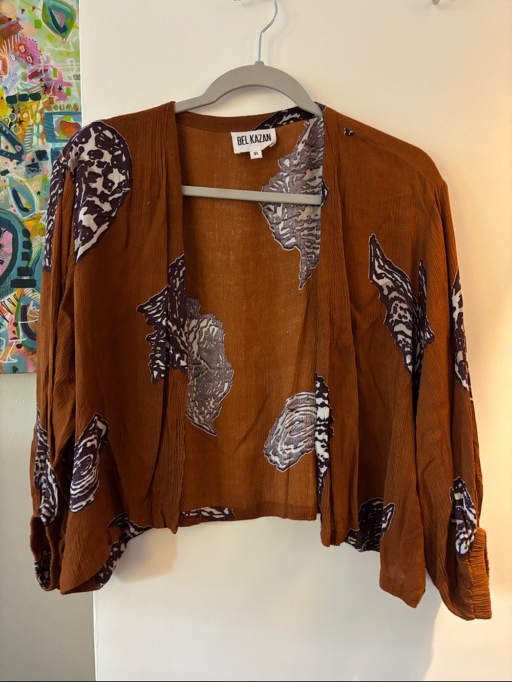 Anthropologie (Abel Kazan) Rust Brown Printed Open-Front Women's Top - One Size